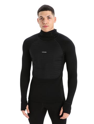 Black Icebreaker ZoneKnit™ Merino Insulated Long Sleeve Hoodie Men's Base Layers | AU 1330SGLO